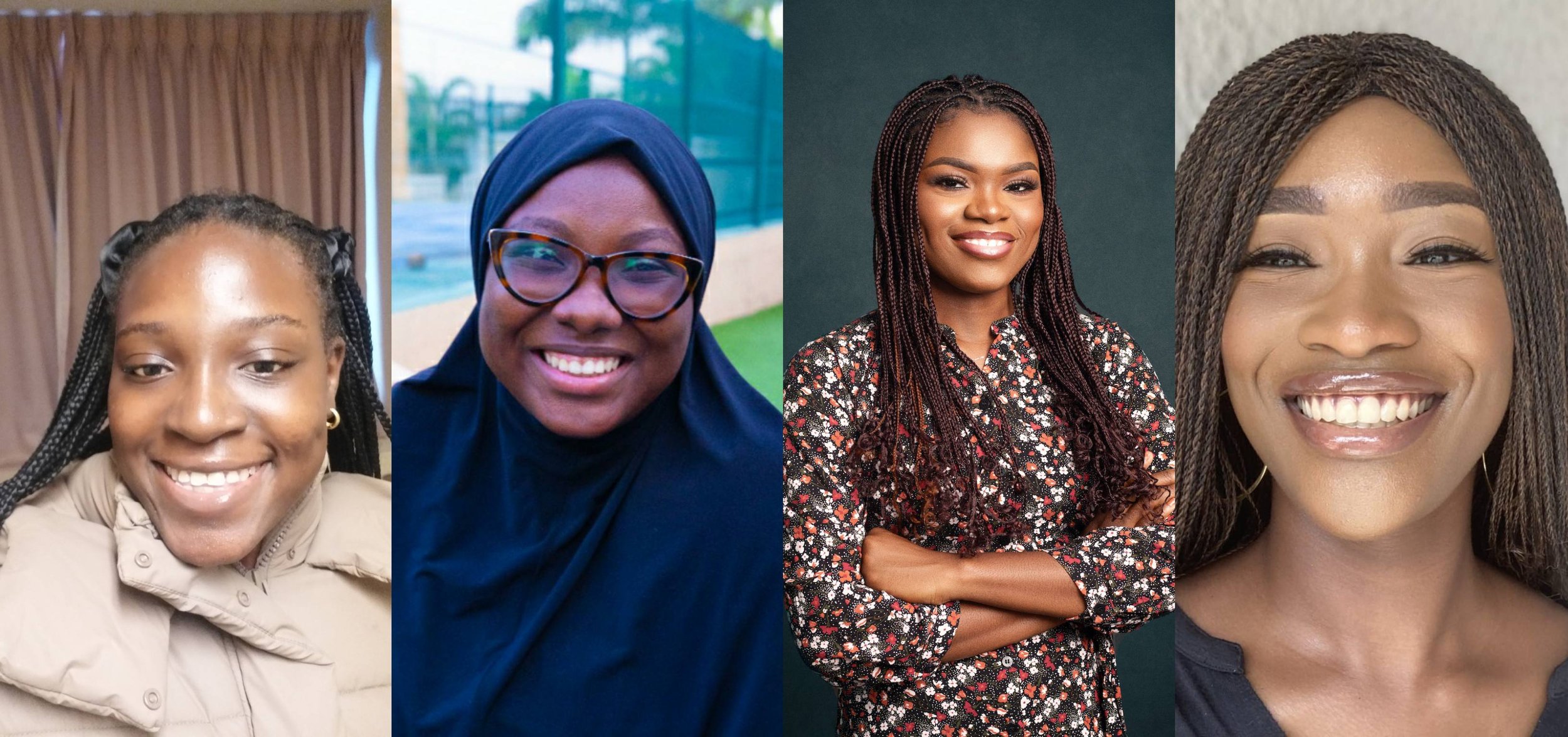 A photo collage featuring (from the left): Rachel, Rasheedat, Kalu and Susan.