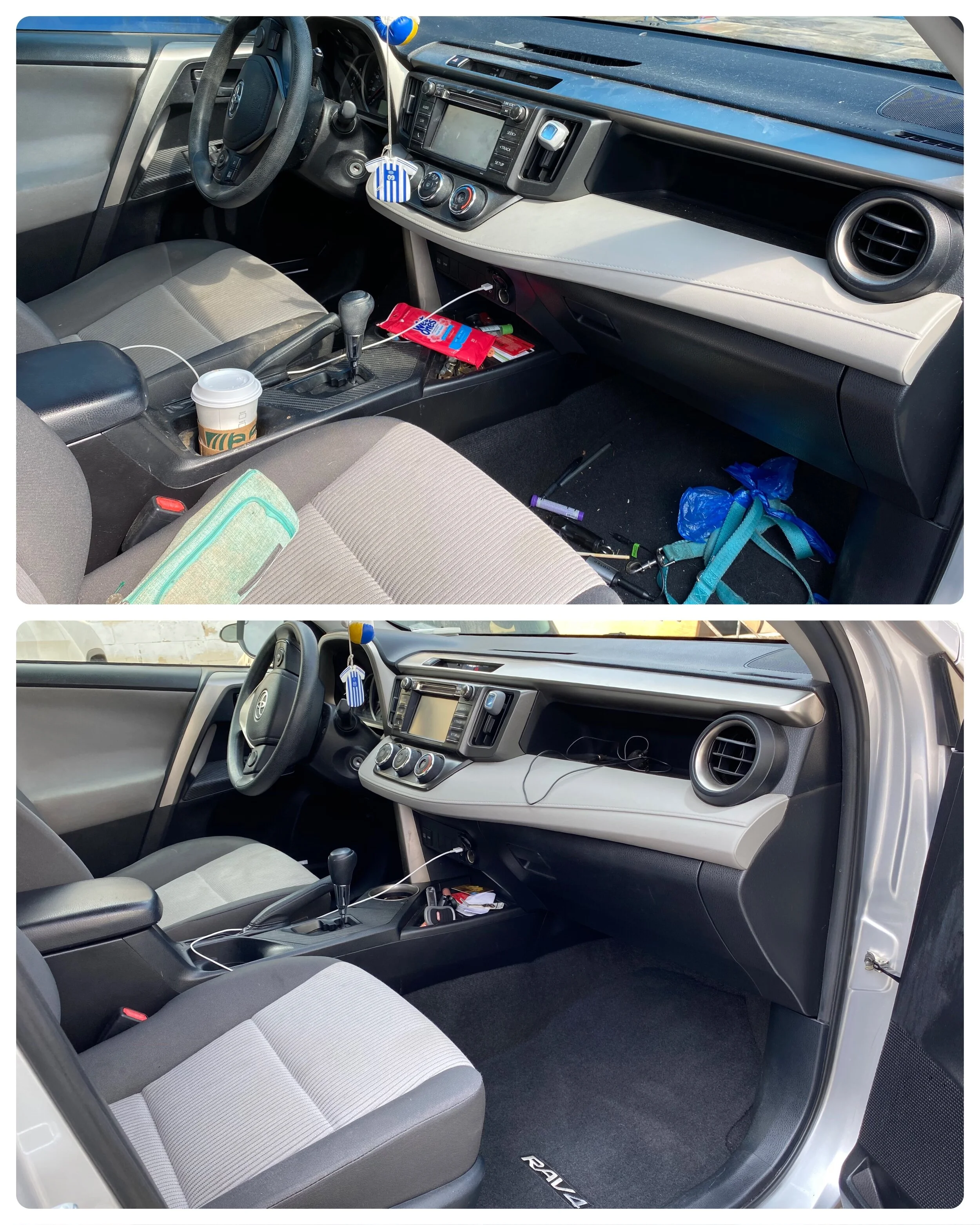 Passenger side Inside car Clean