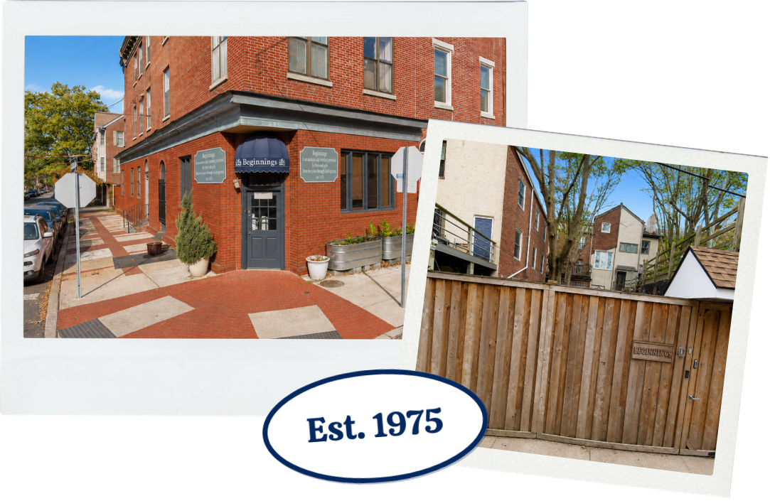 Beginnings Learning Center exterior and private backyard in Bella Vista, Philadelphia, established in 1975.