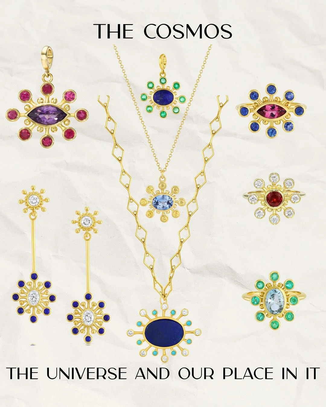The Cosmos.

Our Cosmos pieces are born from a deep reverence for the ancient Palak motif, found across Central Asian Suzanis&mdash;traditional hand-embroidered textiles rich with history and meaning.
 
Palak, derived from the Arabic word Falak, mean