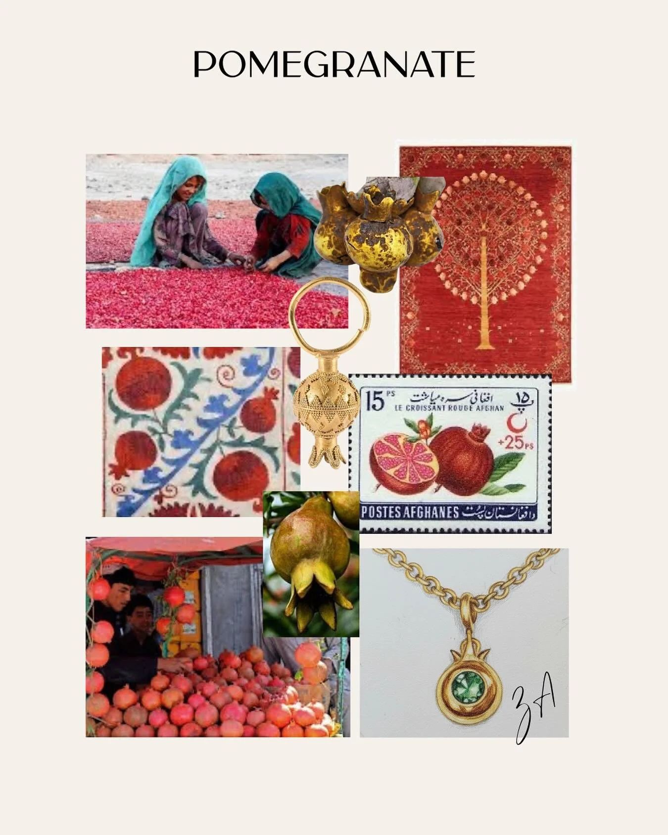 POMEGRANATE— The next symbol in our Bloom Forever collection is Mazahri’s ode to abundance and wholeness.
In Afghan and Central Asian art, the pomegranate has long symbolized prosperity, fertility, and the fullness of life. Its form appe