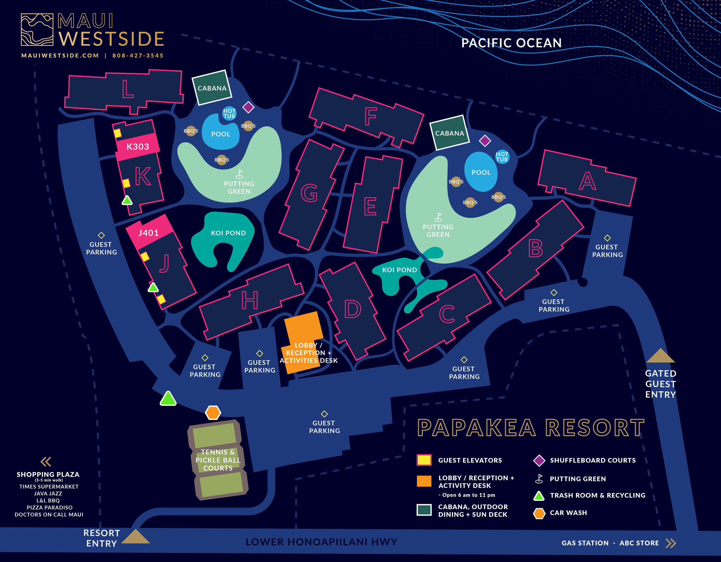 Maui Map Of Hotels; Papakea Resort Map — Maui Westside