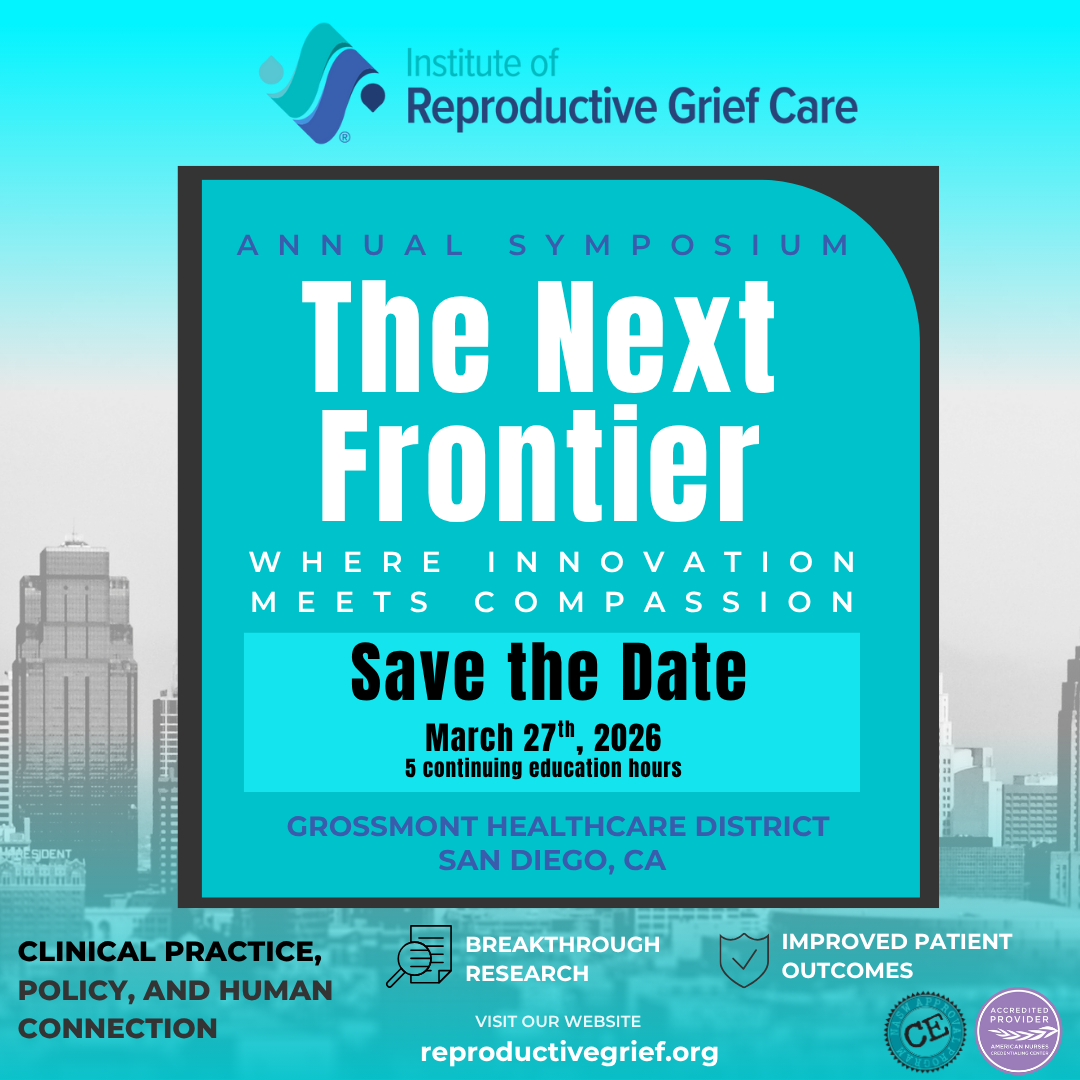 Blue Flyer for Save the Date Institute of Reproductive  Grief Care
