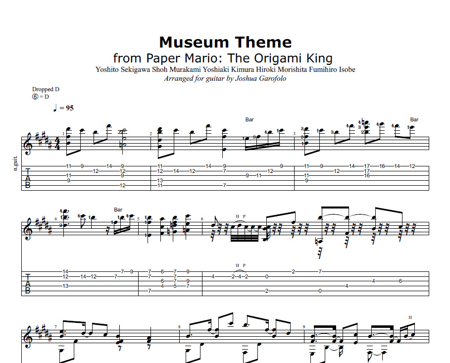 Paper Mario: The Origami King - Museum Theme (Guitar Tabs) — Joshua  Garofolo Guitar