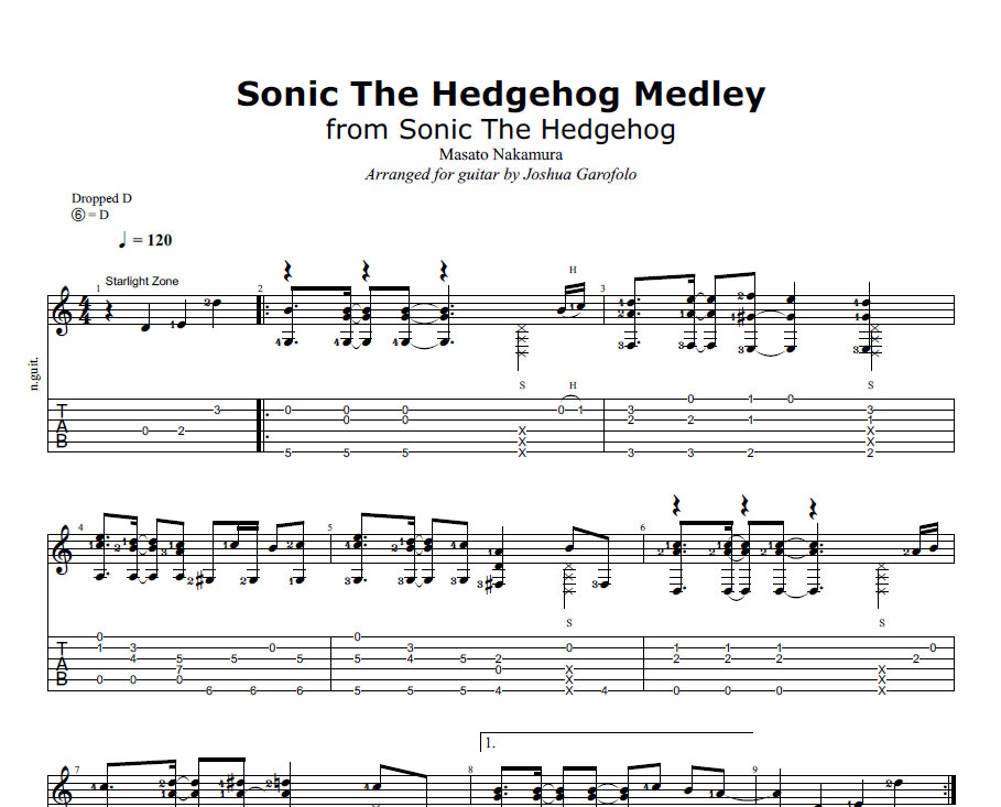 Sonic The Hedgehog - Green Hill Zone (Sheet Music), PDF