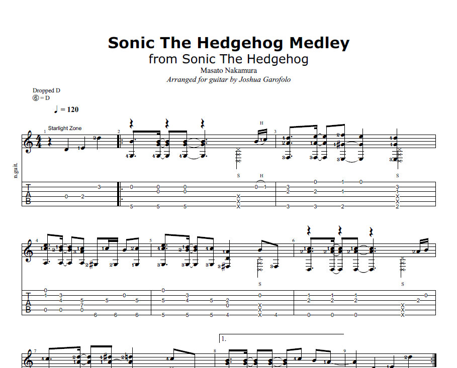 Green Hill Act 2 (Modern) - Sonic Generations Sheet music for Guitar, Bass  guitar, Drum group, Trumpet other (Mixed Ensemble)