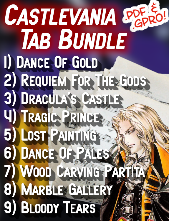 Castlevania Symphony Of The Night Tab Bundle - Guitar Tabs & Sheets (pdf/gpro)