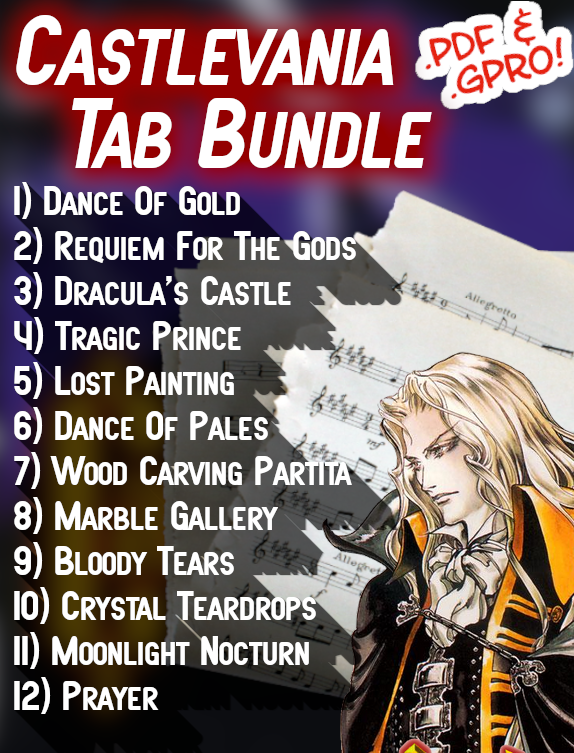 Castlevania Symphony of The Night GUITAR TAB BUNDLE - Guitar Tabs & Sheets (pdf/gpro)