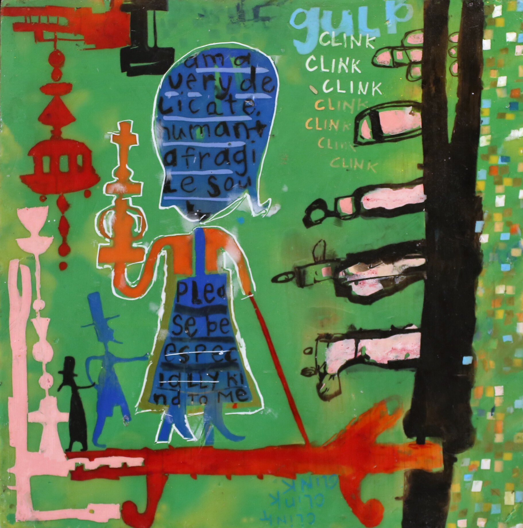 historically fragile, 2011, Encaustic + oil and wood, 12" x 12"