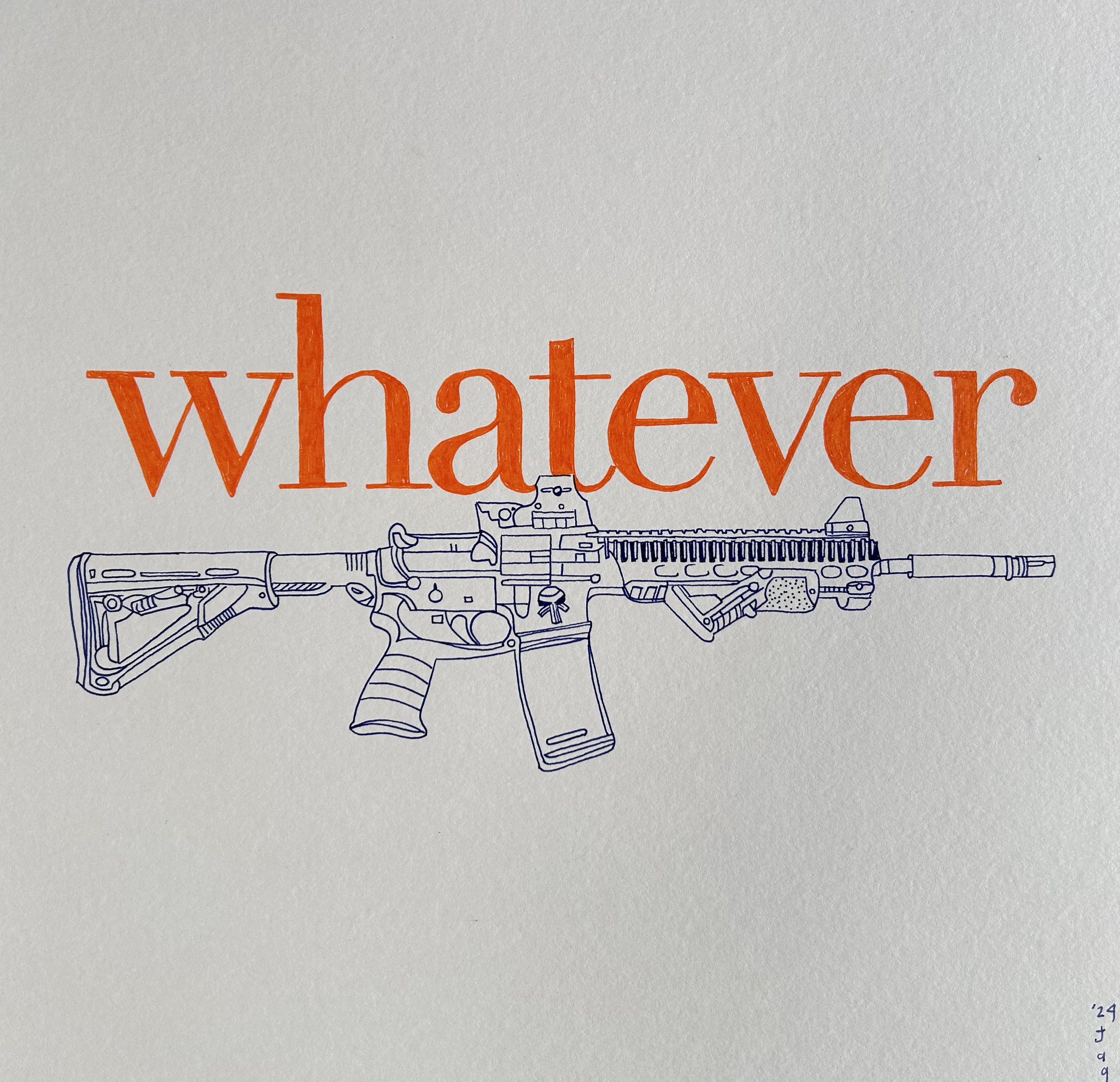 whatever, 2024. pen on paper, 14" x 14"