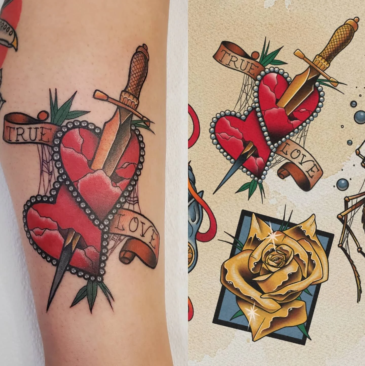 Flash and tattoo by @sienna_jacobsen 

#tattooflash #tattoo #tattooer #tigertattoospokane #tattooshop #colortattoo #tattooflash #spokanetattooartist #spokanetattooshop #spokanetattoo #hearts #daggertattoo #customtattoos #tattooshop