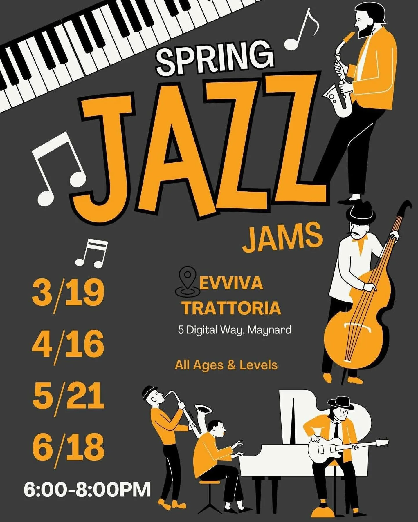 After taking the coldest winter months off @blueprintjazzclub is warming things up at @evvivatrattoria with their monthly jazz jams! Dev will be playing for the April, May, and June jams, but we wanted to share that there&rsquo;s also a jam tonight! 
