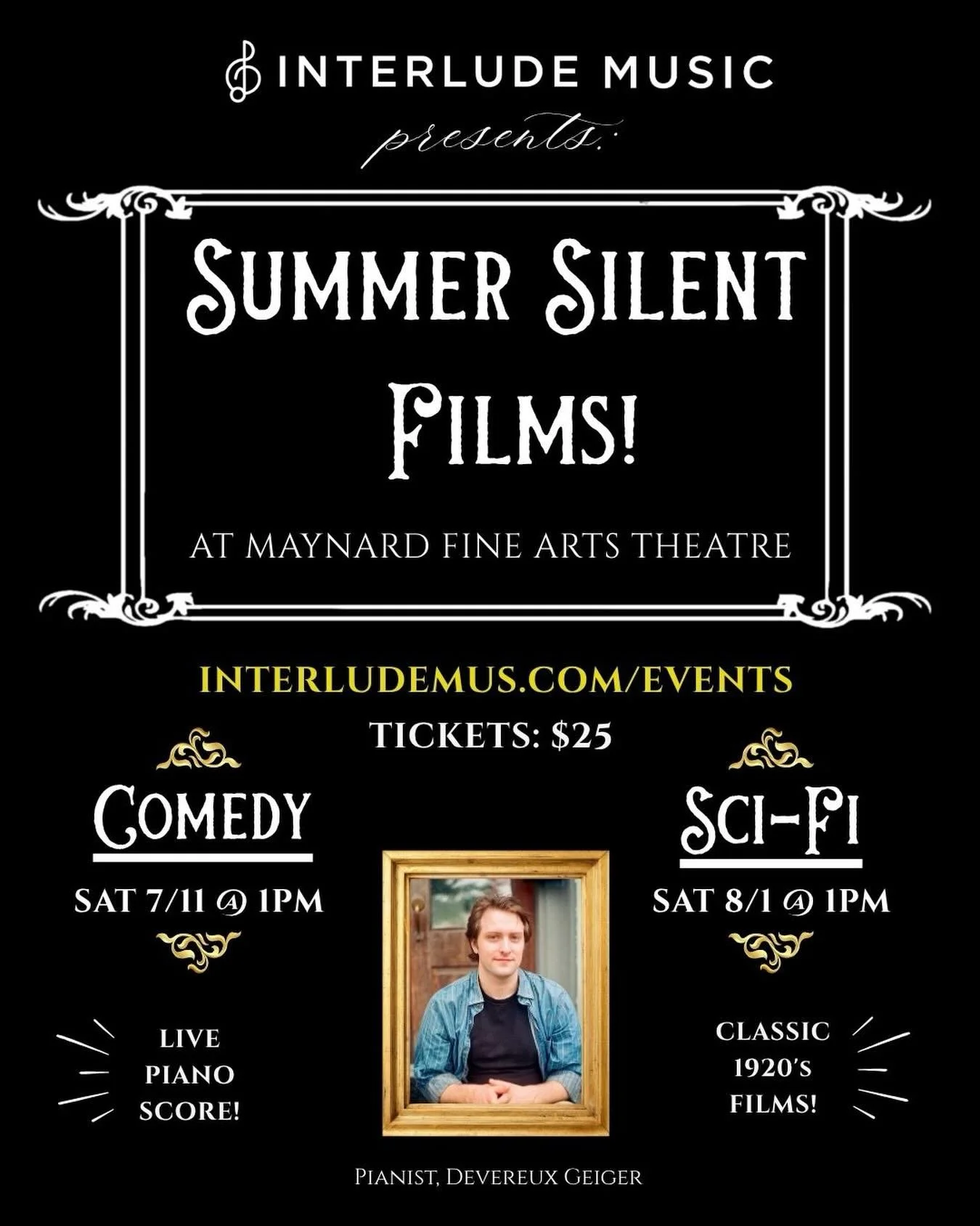 We are so thrilled to be presenting two silent films this Summer at the Maynard Fine Arts Theatre this Summer! Both films will be accompanied by an improvised piano score by Devereux Geiger, we hope you&rsquo;ll join us! 

&hellip;
#silentfilm #silen