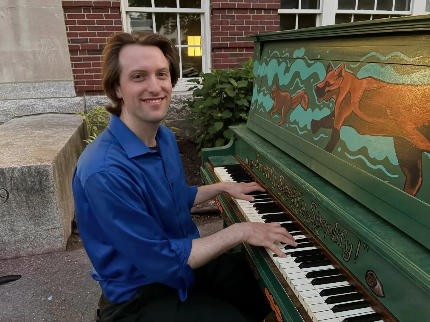 During the particularly non stop seasons we love finding little moments to pause and enjoy. This is a picture from right after a rehearsal in Concord when Dev improvised some tunes on an outdoor piano which is part of a larger initiative for public a