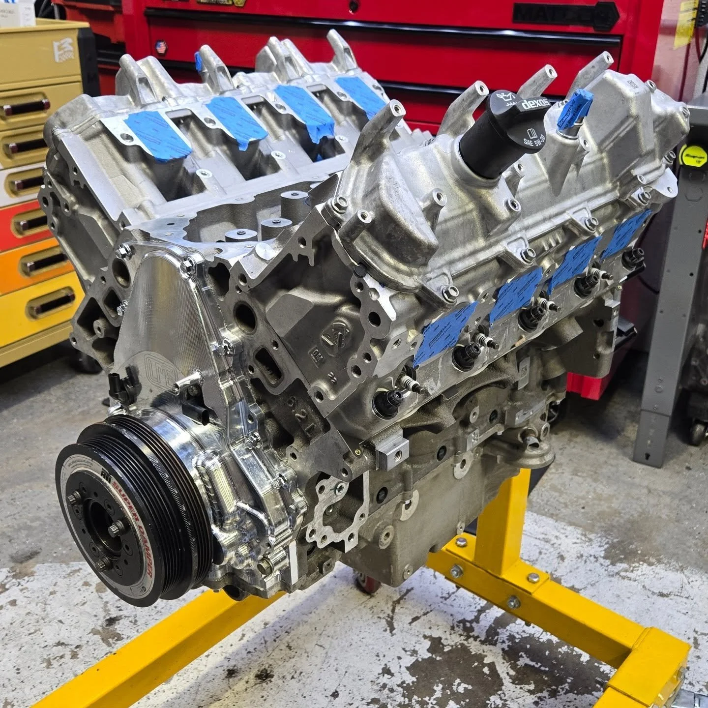 416 stroker LT1 for Alex G all wrapped up and ready to go back in his Camaro! This one is spicy, with over 14:1 compression. We've got @callies_performance crank and rods with @mahlemotorsport_na pistons and main studs. Longblock is GPI heads and cam