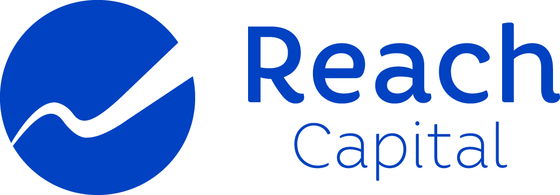 Logo of Reach Capital with a stylized blue circle and white wave line next to the text "Reach Capital" in blue.