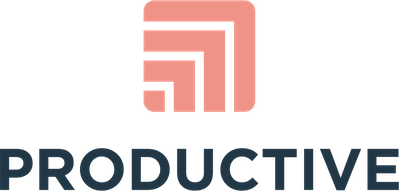 Logo with stylized arrow design above the word "Productive"