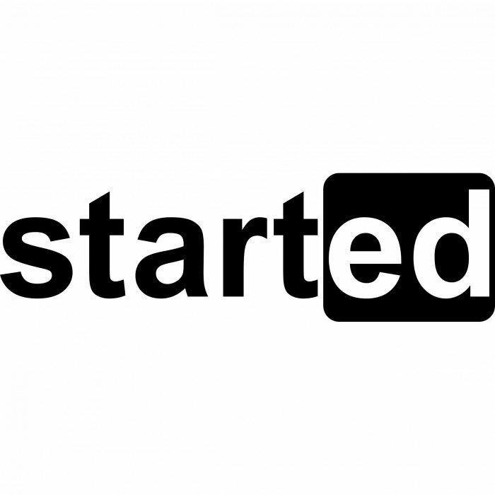 Word 'started' with 'ed' in bold and black background.
