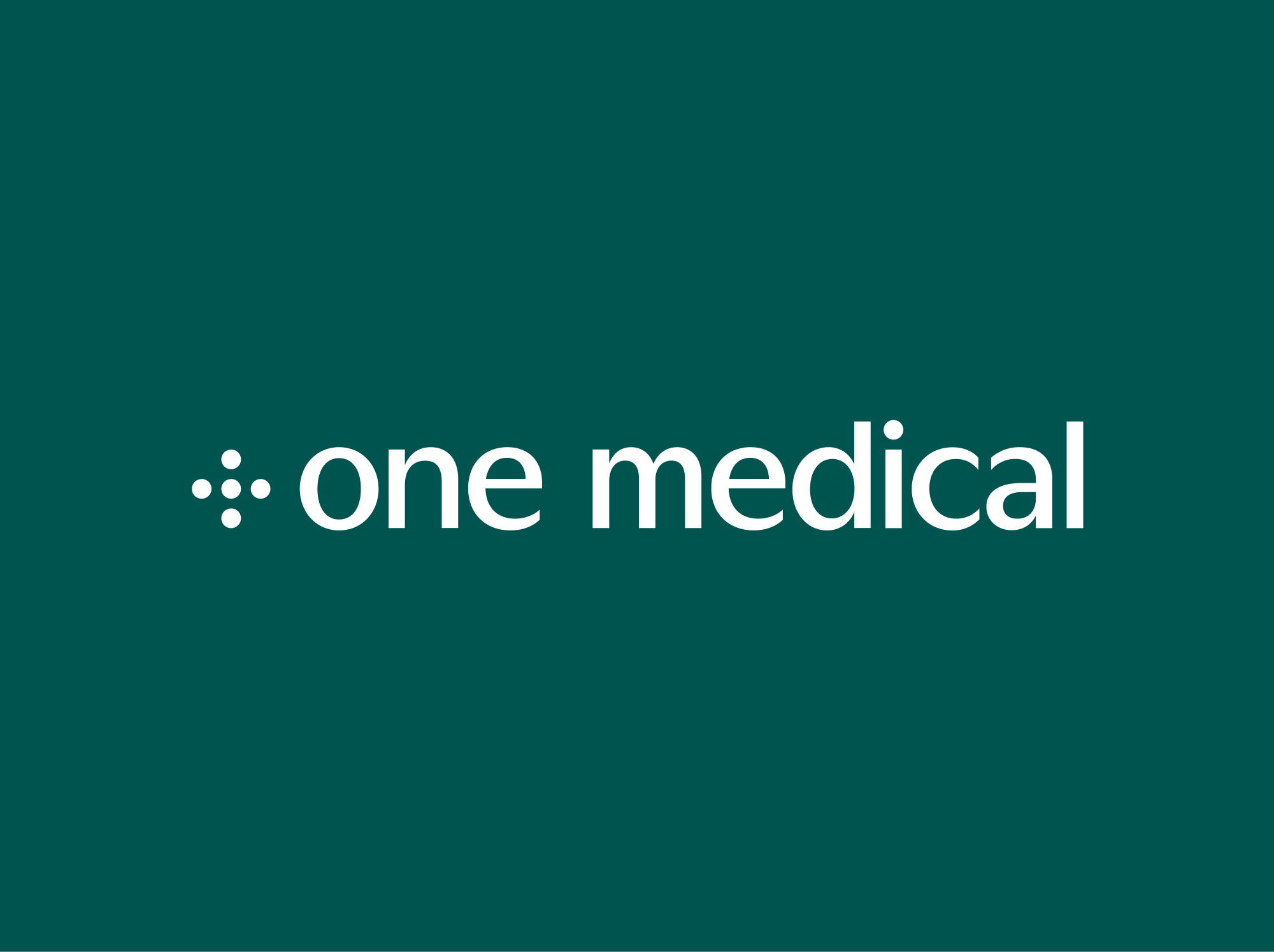 Logo of One Medical, a healthcare company, with teal background and white text