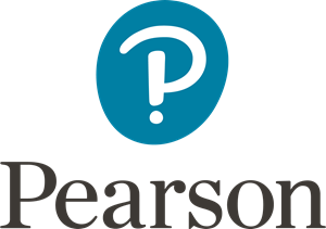 Pearson logo with a stylized letter "P" on a blue background