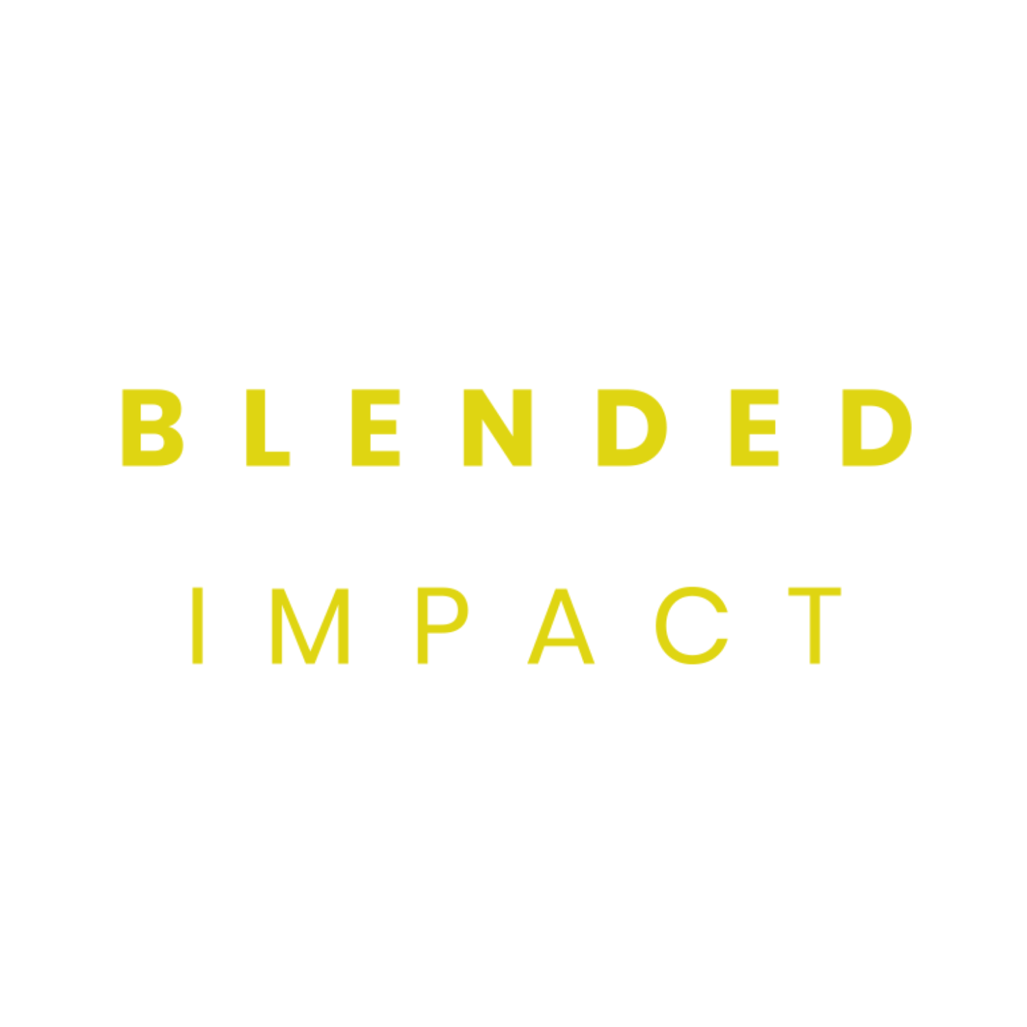 "Blended Impact" in yellow text on a white background.