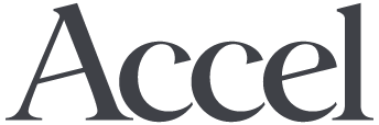 Accel logo in black text