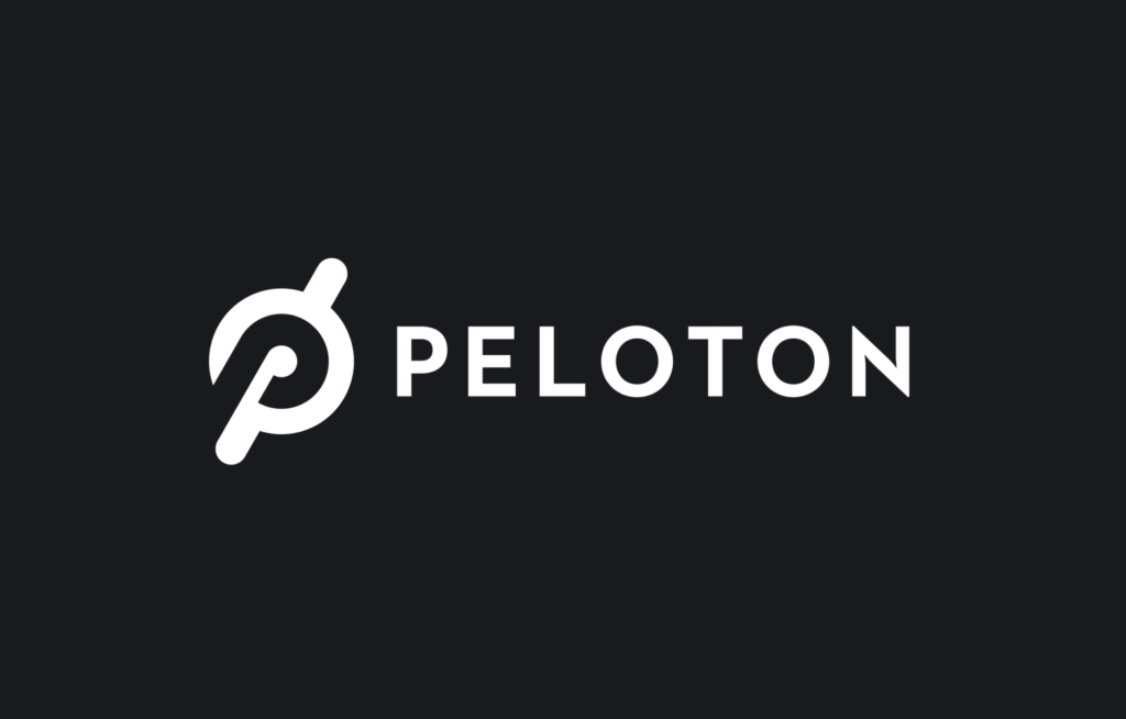 Peloton logo on a black background.
