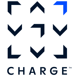 Abstract geometric logo with the word 'CHARGE' underneath