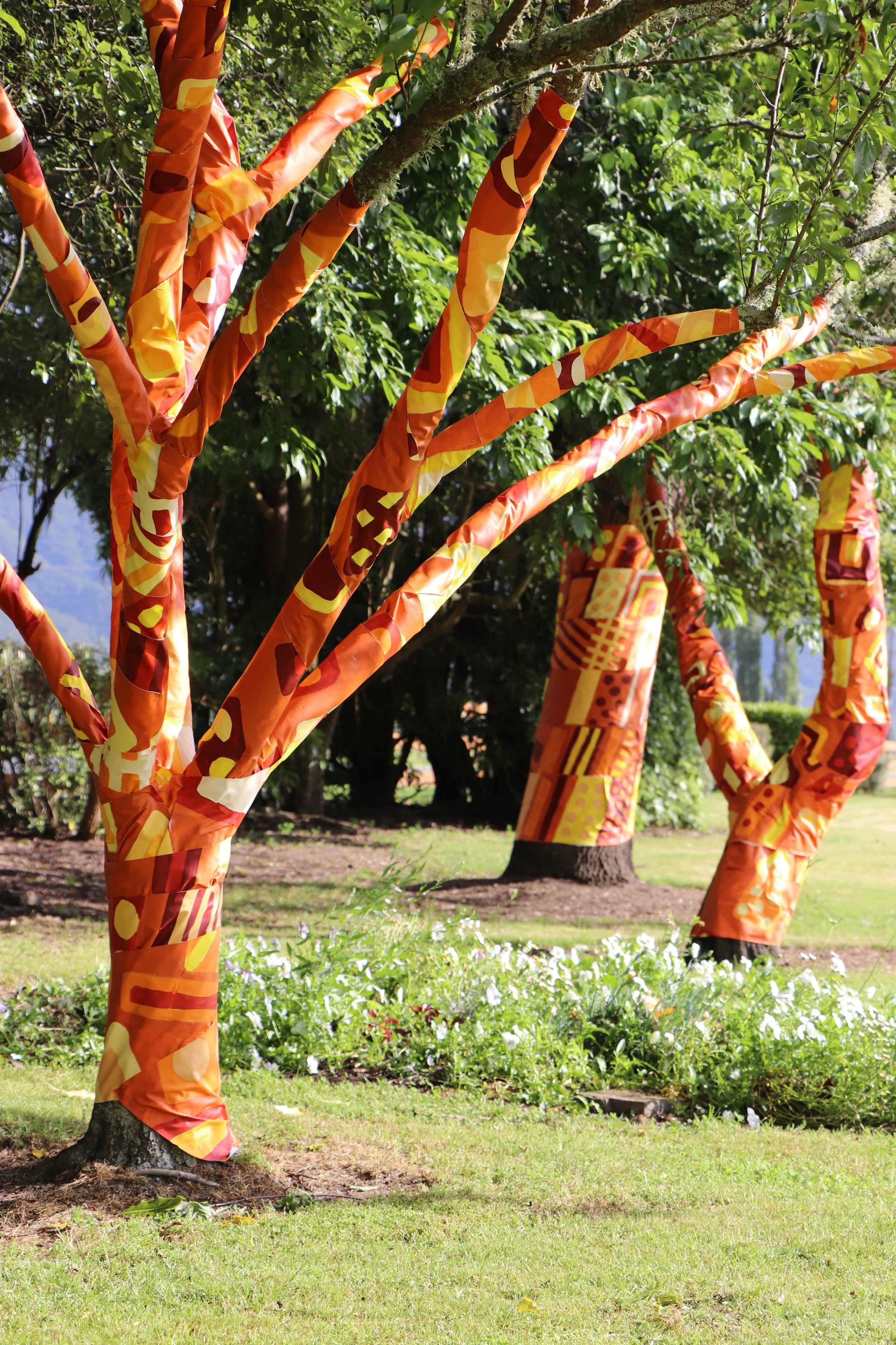 Wrapped tree art by Tania Akehurst Artist available for hire.