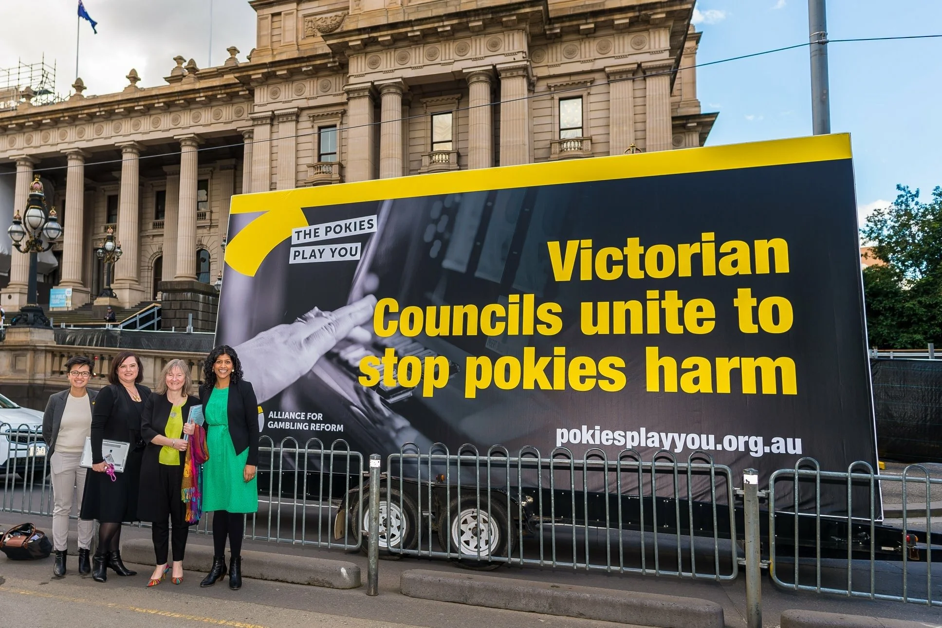 Supporting the Pokies Play You campaign outside Parliament