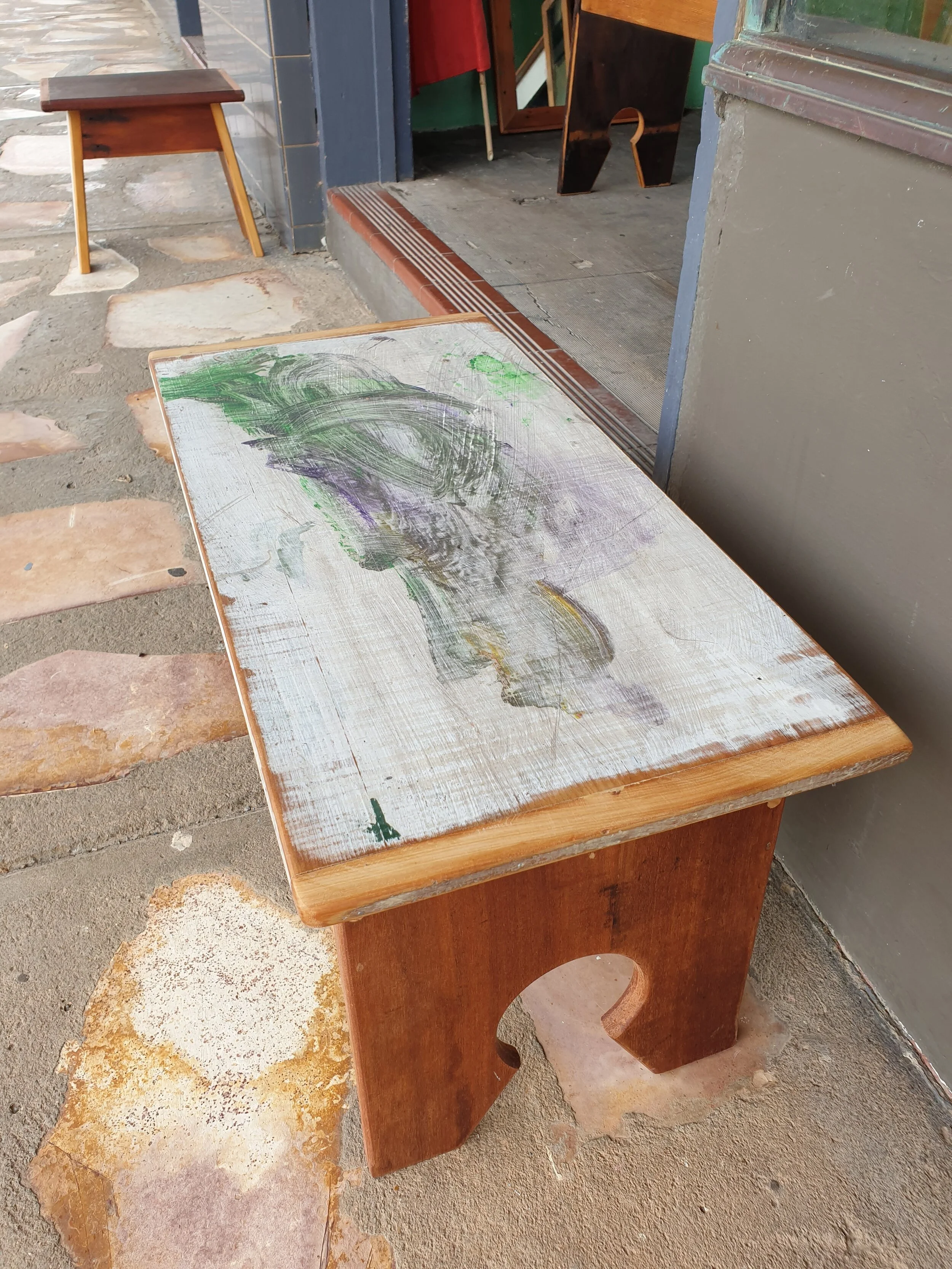 #948 'paint swish' top, cedar and pine; 650 long x 330 d x 340 h; $250