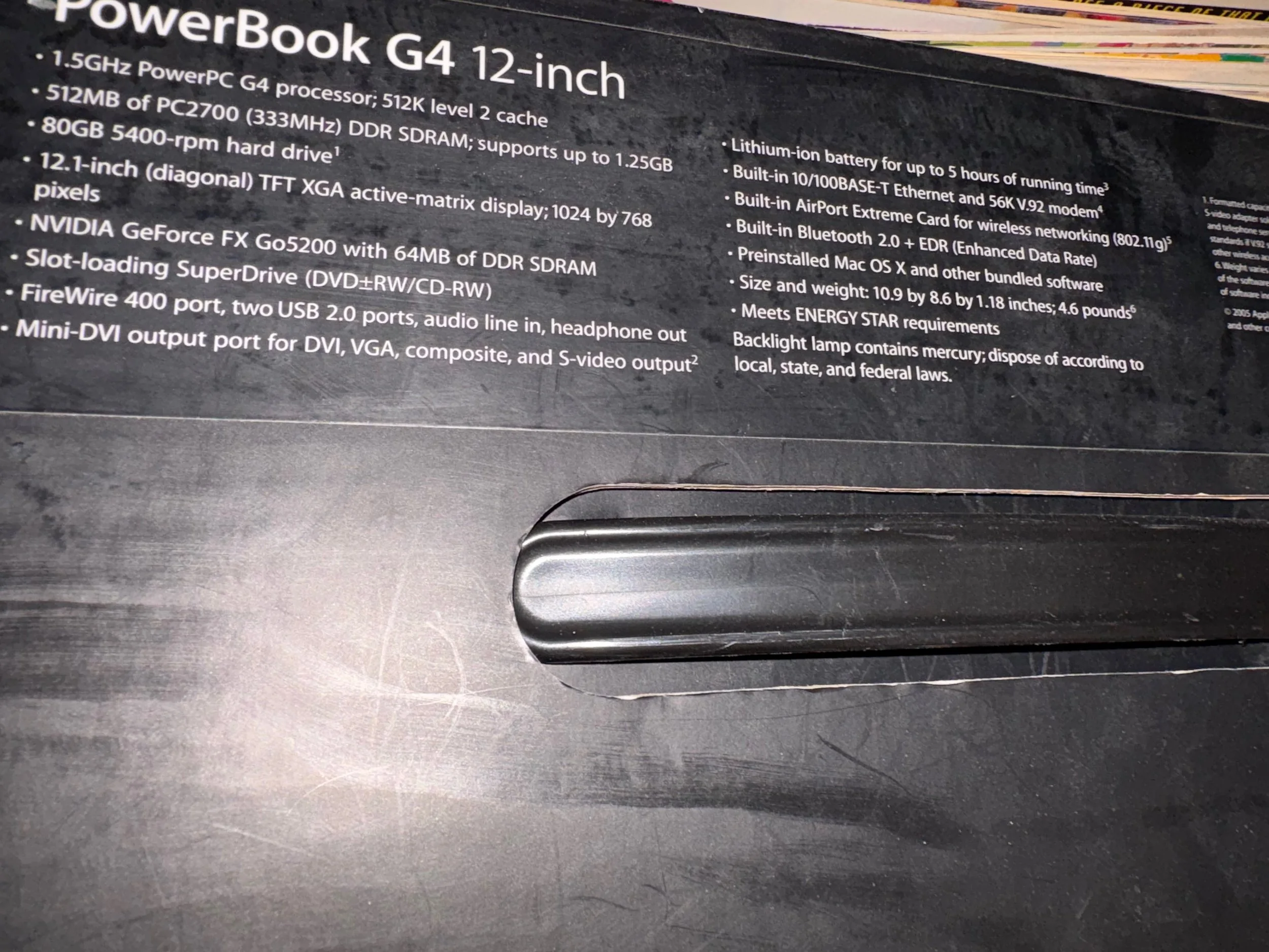 PowerBook G4 12-inch, 1.5GHz, 512MB RAM, 80GB Hard Drive