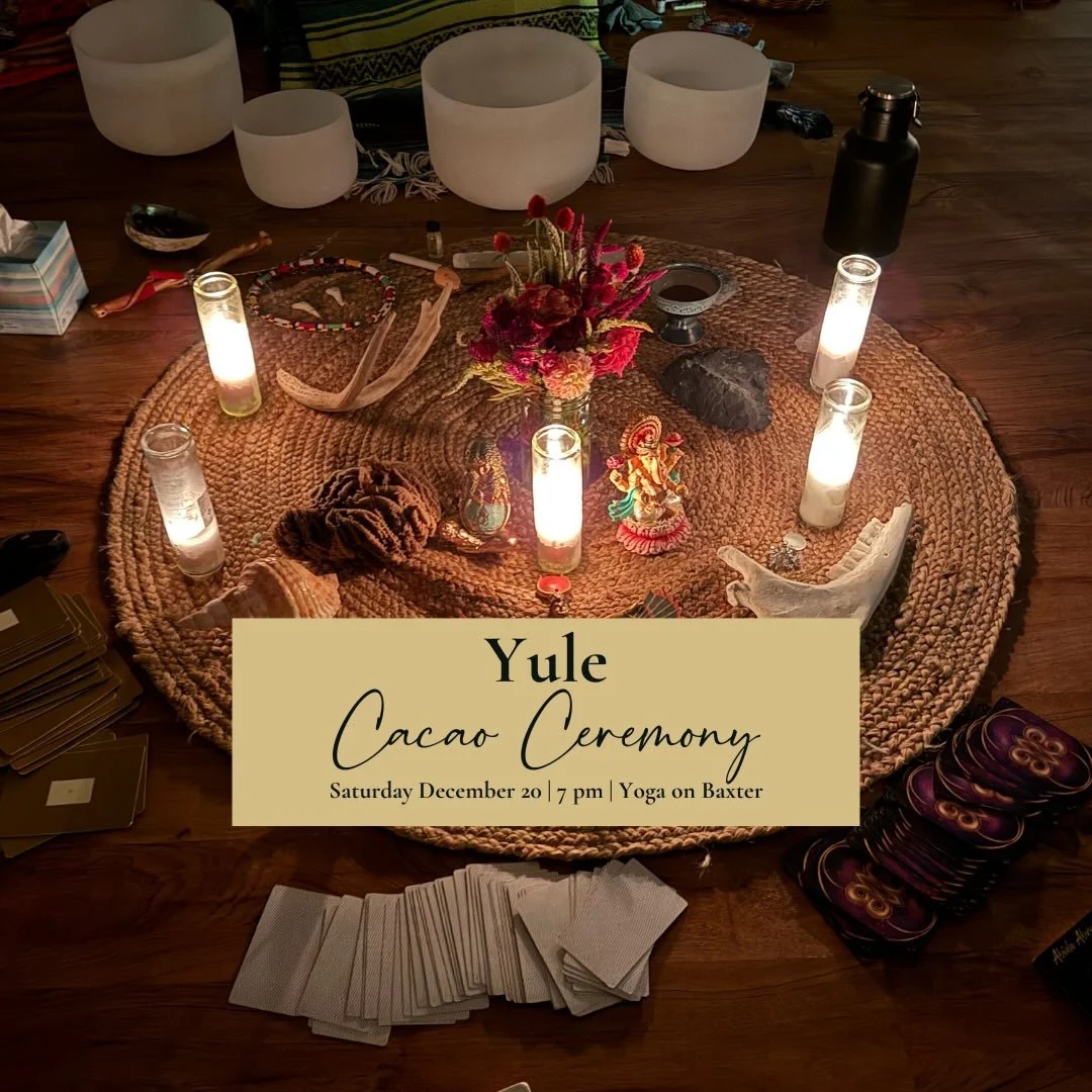 Join me for our Yule Cacao Ceremony, a sacred gathering to honor the Winter Solstice.

Yule is an ancient festival celebrating this sacred threshold&mdash;the shortest day and longest night of the year. Together, we will gather in ceremony and commun