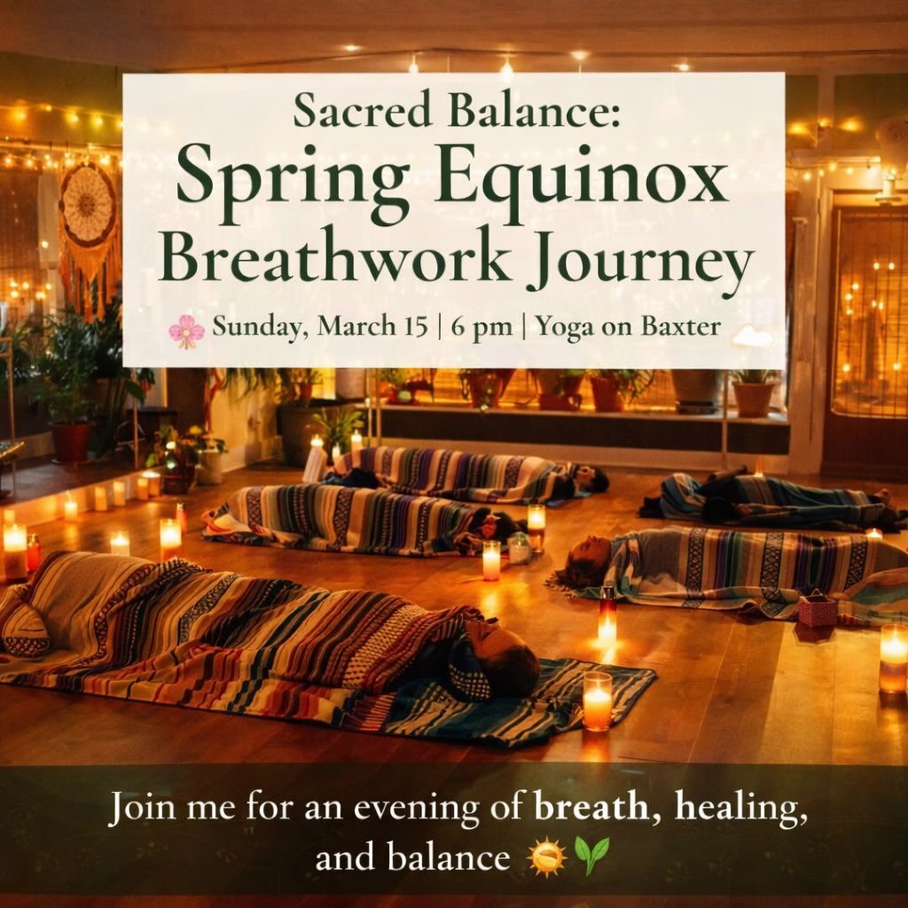 Join me tonight for an evening of Breathwork to honor the Sacred Balance of the Spring Equinox approaching. 

This Conscious Breathwork is supported through sound, music, song, energy healing, and community. 

When: Sunday, March 15, 6 - 7:15 pm
Wher