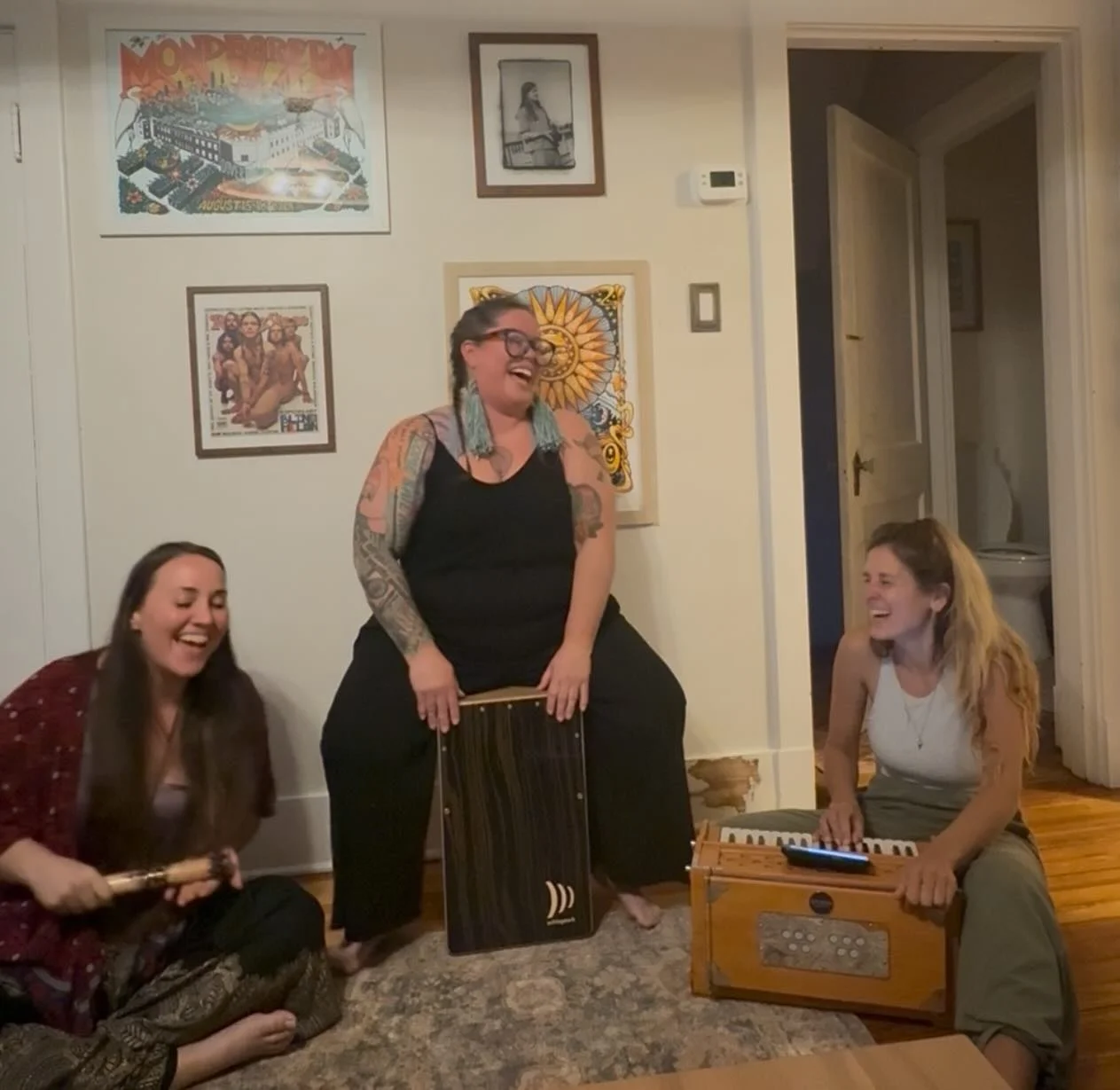 I have the honor of singing with these amazing women this Saturday during Sacred Song Circle! We are so excited to share this experience with you 

Join us for Sacred Song Circle: a heartfelt blend of live music, mantra meditation, and shared devotio