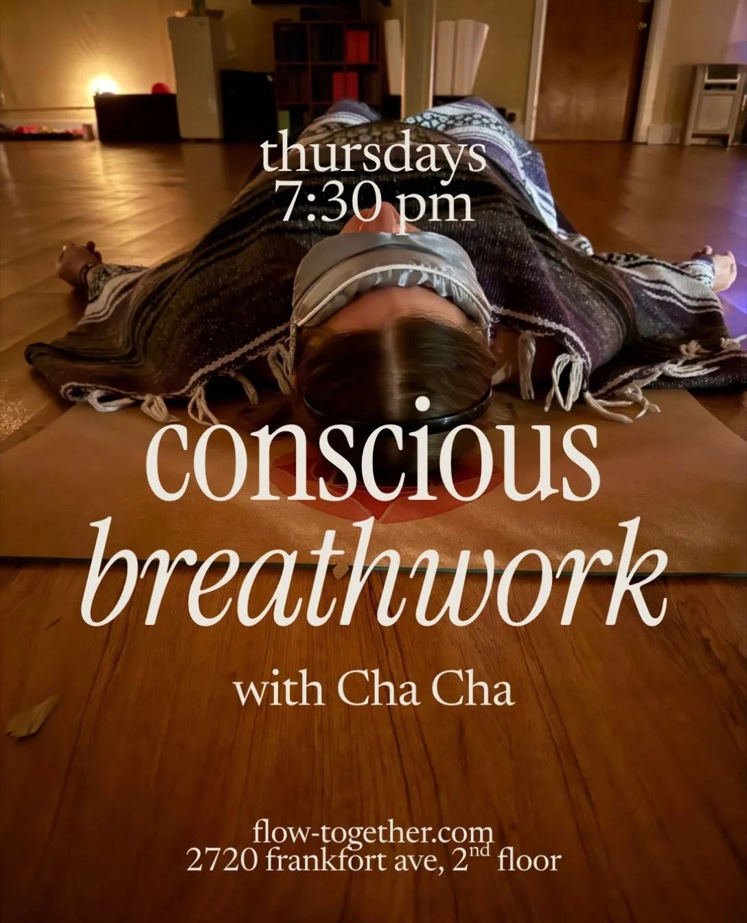 💨 Conscious Breathwork Journey with Cha Cha ✨

Join me every Thursday at 7:30 PM at @flowtogetherstudio for a journey inward through the medicine of your breath. 

This conscious connected, holotropic-style breathwork journey invites you to regulate