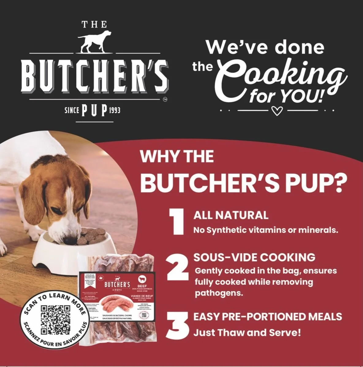 We&rsquo;ve done the cooking for you! 🐾

At The Butcher&rsquo;s Pup, our meals are all natural, sous-vide cooked to lock in nutrients, and perfectly pre-portioned for easy feeding. Just thaw and serve! ❤️🥩