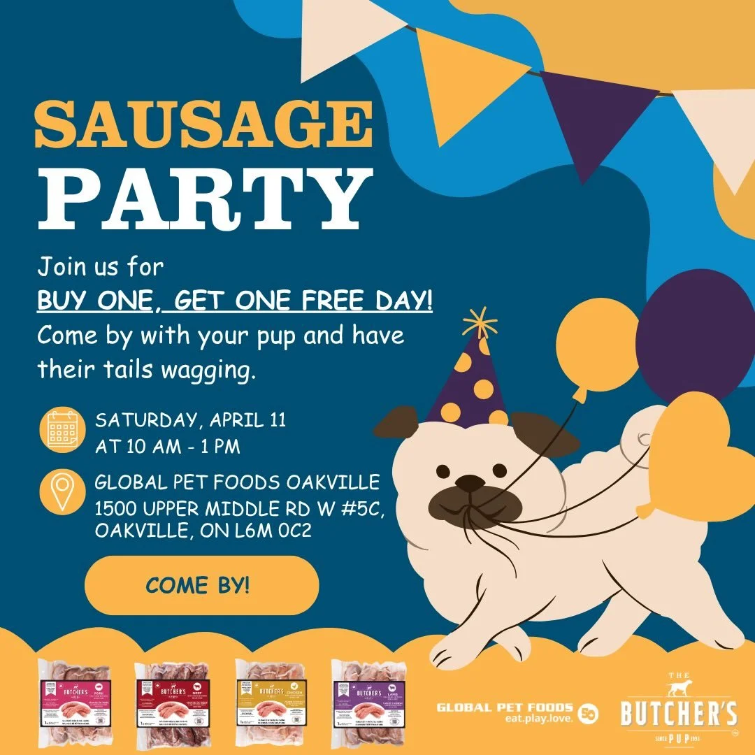 It&rsquo;s a SAUSAGE PARTY 🎉🐶

Join us for a Buy One, Get One FREE day your pup won&rsquo;t want to miss! 🌭

Bring your dog by for tail wags, tasty bites, and all the good vibes 🐾
📅 Saturday, April 11
⏰ 10 AM &ndash; 1 PM
📍 Global Pet Foods Oak