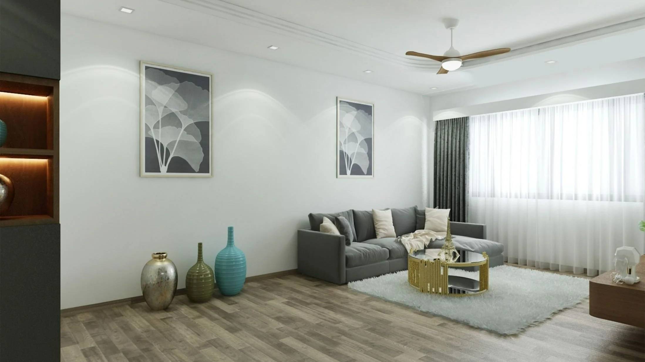 Light Grey minimalist 5-room HDB living room design