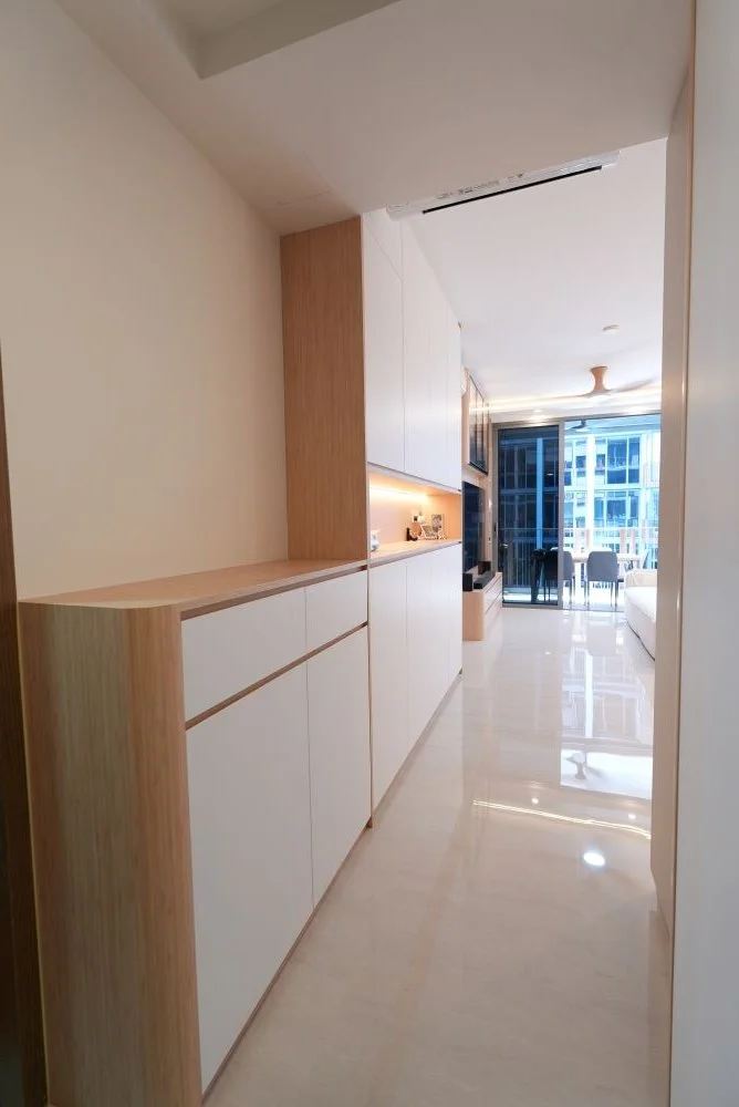 Yishun Close 3 Bedder condo entrance with custom carpentry