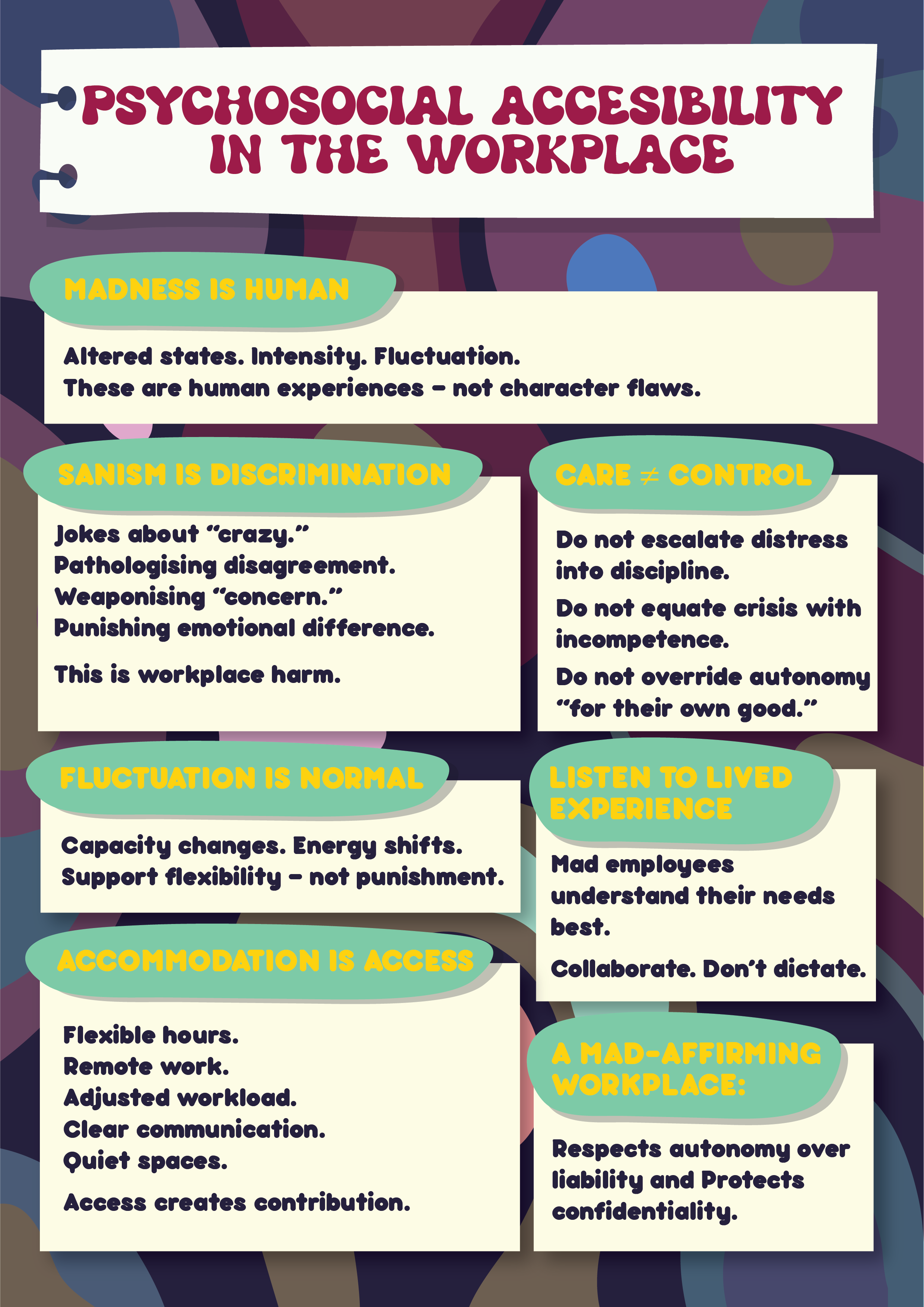 Psychosocial Accessibility in the Workplace Poster
