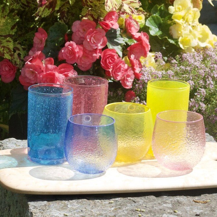 Pouring happiness one colorful glass at a time! Handblown glassware by Public Glass. www.hughesbosca.com/side-street-gallery

#GlassArt #RainbowGlass #ColorfulCups #VividVessels #ChromaGlass #SpectrumSippers #GlassyRainbow #PrismPotions #ColorSplashG