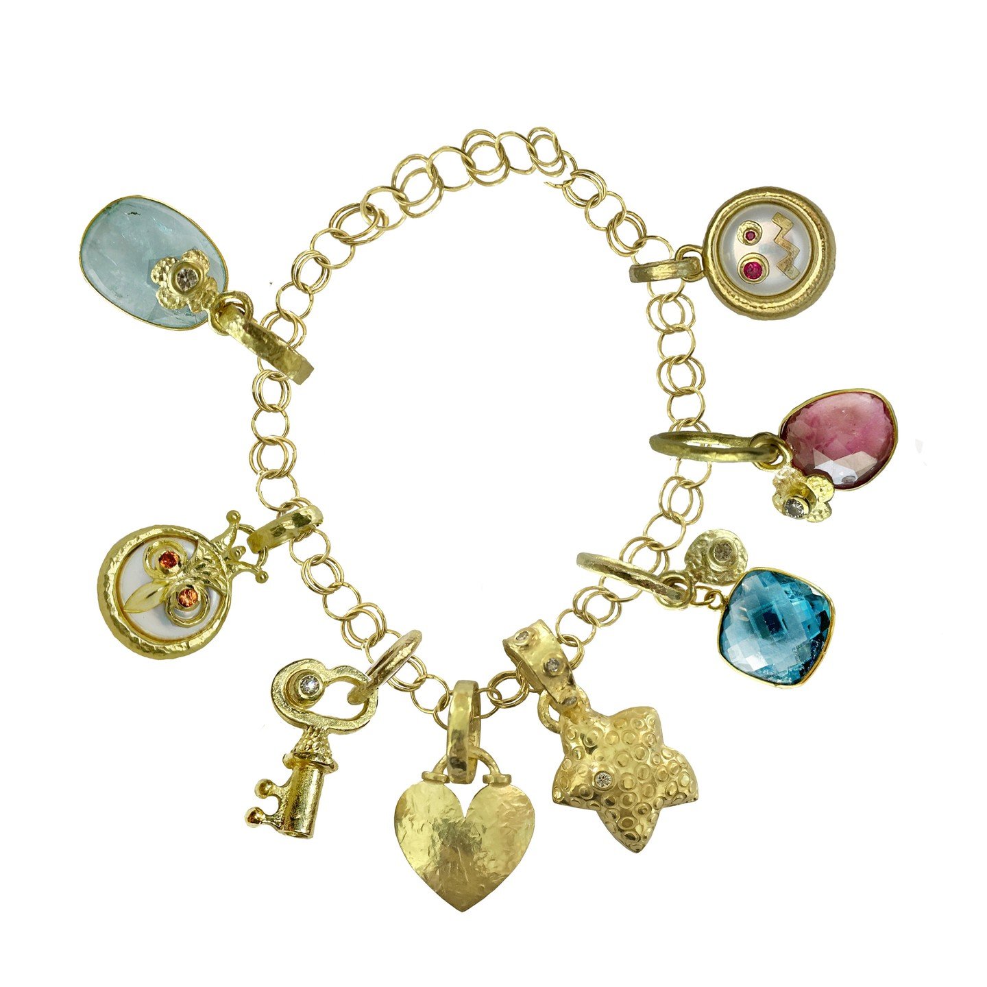 Charm Her Every Day❤️
Mother's Day is Sunday May 12th! 
Now Open Tuesday-Sunday from 10am to 5pm

#18K #charmbracelets #charm #aquamarine #18Kgold #goldkey #heart #goldheart #key #star #goldstar #pinktourmaline #bluetopaz #pearls #diamonds #bespoke #