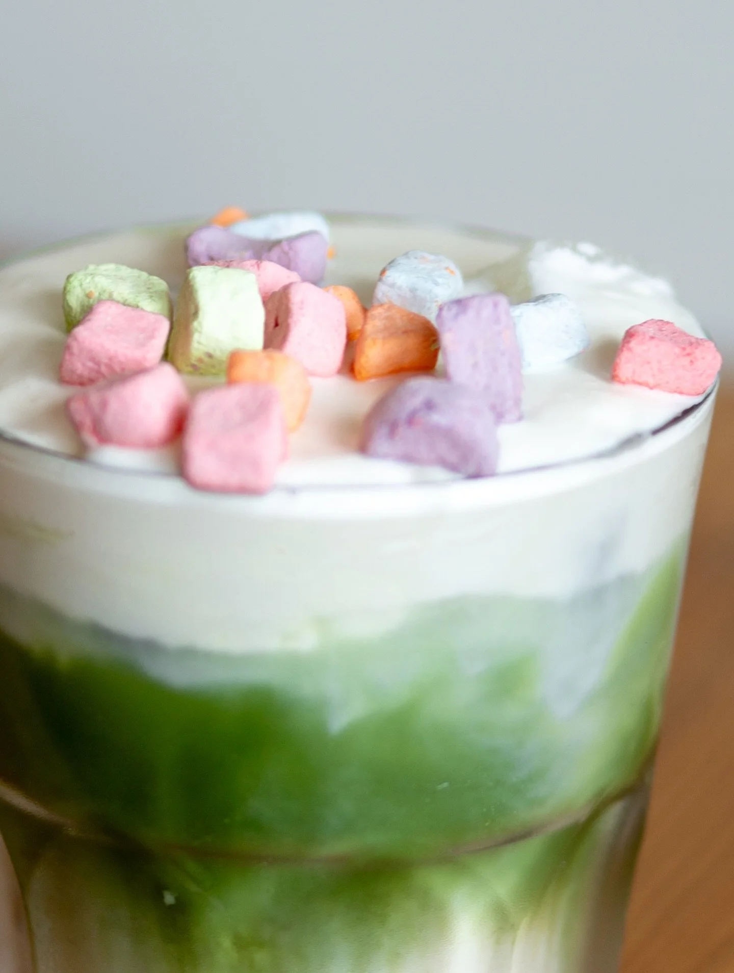 Have you had your Liquid Luck yet? 

This Matcha latte is flavored with Toasted Marshmallow, White Mocha, topped with Marshmallow Cold Foam and dehydrated Marshmallows 🌈 🍀