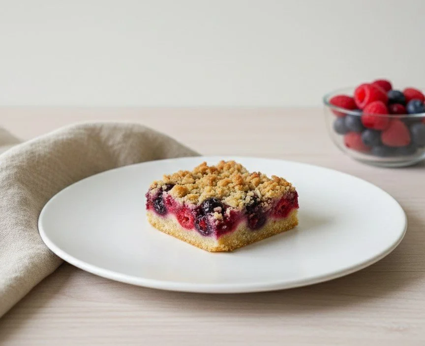  MIXED BERRY CRUNCH BLONDIE:  A buttery brown sugar blondie baked with blueberries, raspberries and cranberries. This dessert bar is topped with a cinnamon sugar crumb topping for extra texture.    Available 16"x24" Full Sheets - Uncut; 16"x24" Full 