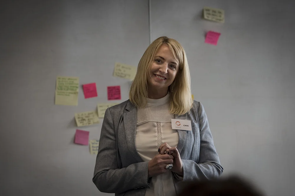  Cass Spong helps the group "download" how they think about the future today 