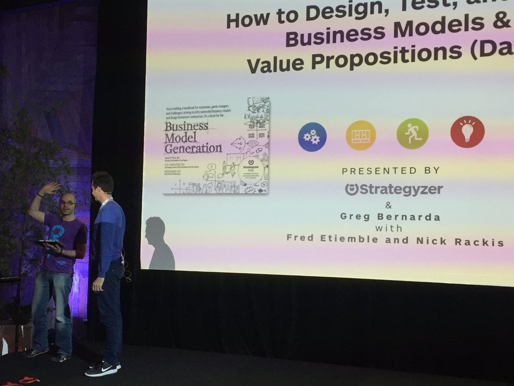  Nick Rakis, Greg Bernarda and Fred Etiemble take possession of the venue for AV check on night before first ever Strategyzer masterclass in Australia 