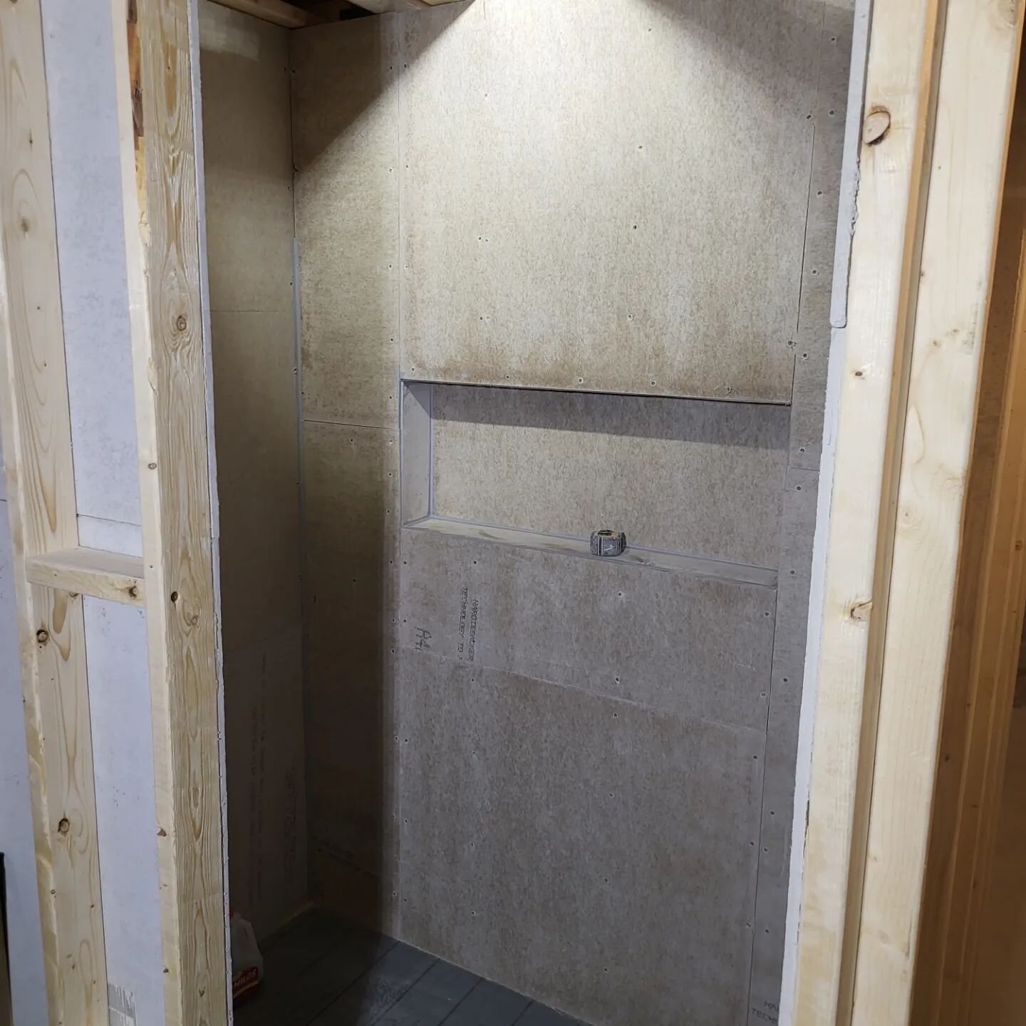 Another shower in the works. Building this bathroom from scratch in a basement!  Coming along nicely. 

#tile 
#bathroomdesign 
#basementremodel 
#basementbathroom 
#selfemployed 
#smallbusiness