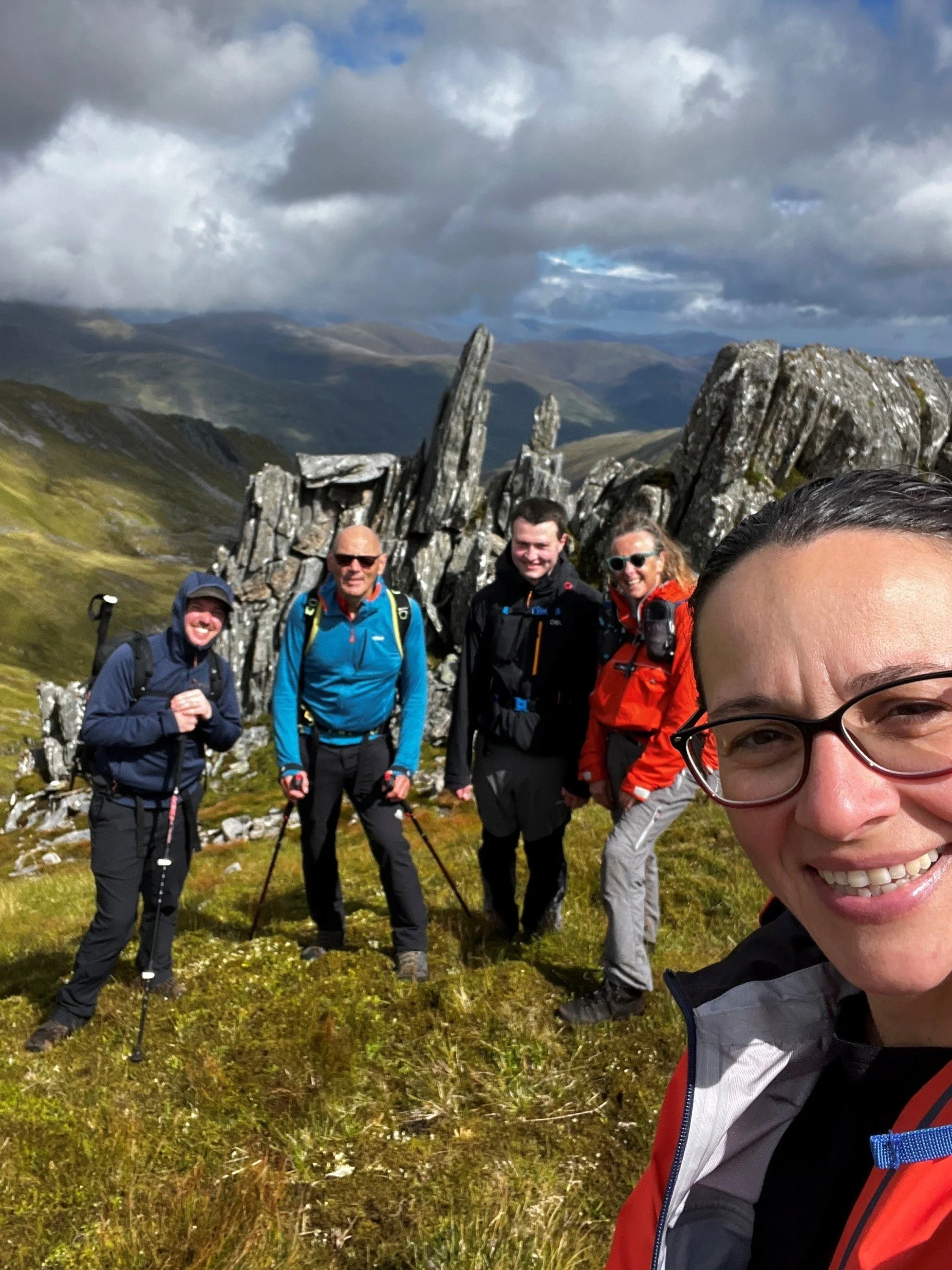 Ryan, Gill, Martyn, Euan & Stela on Carn Eighe