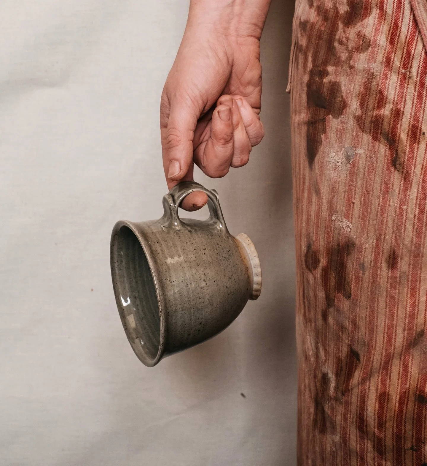 I realised I&rsquo;ve not shared the results of my wood fire! I&rsquo;ve had a few of the best glazed with a simple celadons and shinos. This is one of the celadon mugs, a quick shot whilst in the midst of a throwing session. Will share more when I&r